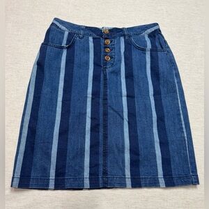 Maeve Anthropologie Womens Blue Striped Denim Skirt Size 8 Western Festival Boho